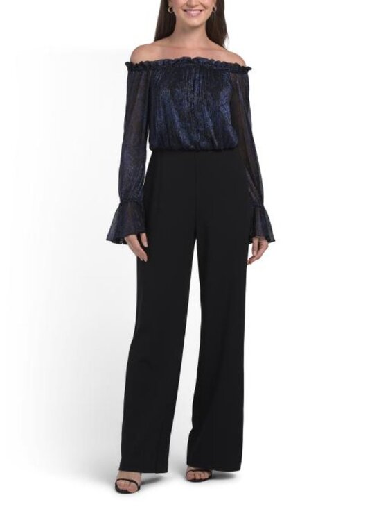 Adrianna Papell Pants - ADRIANNA PAPELL Off The Shoulder Jumpsuit